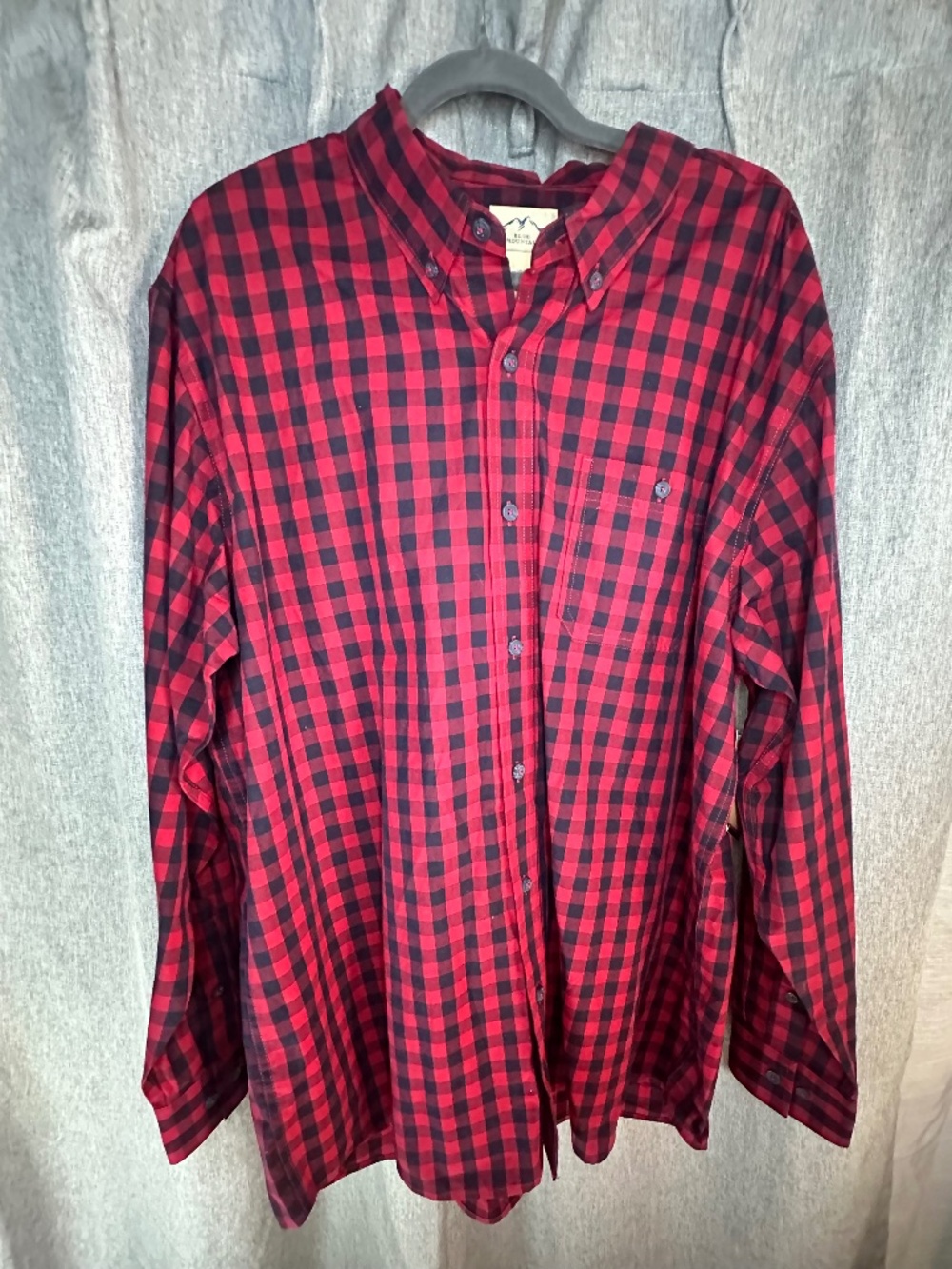 Blue Mountain Men's XL Red & Black Buffalo Plaid Flannel Button Down Shirt XL